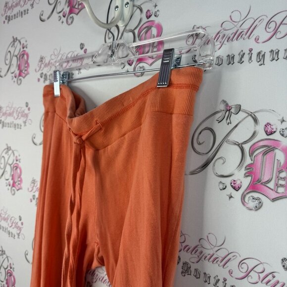 Nicole Miller cashmere pants flare soft bright tie waist Vibrant Orange Knitwear - Picture 4 of 13